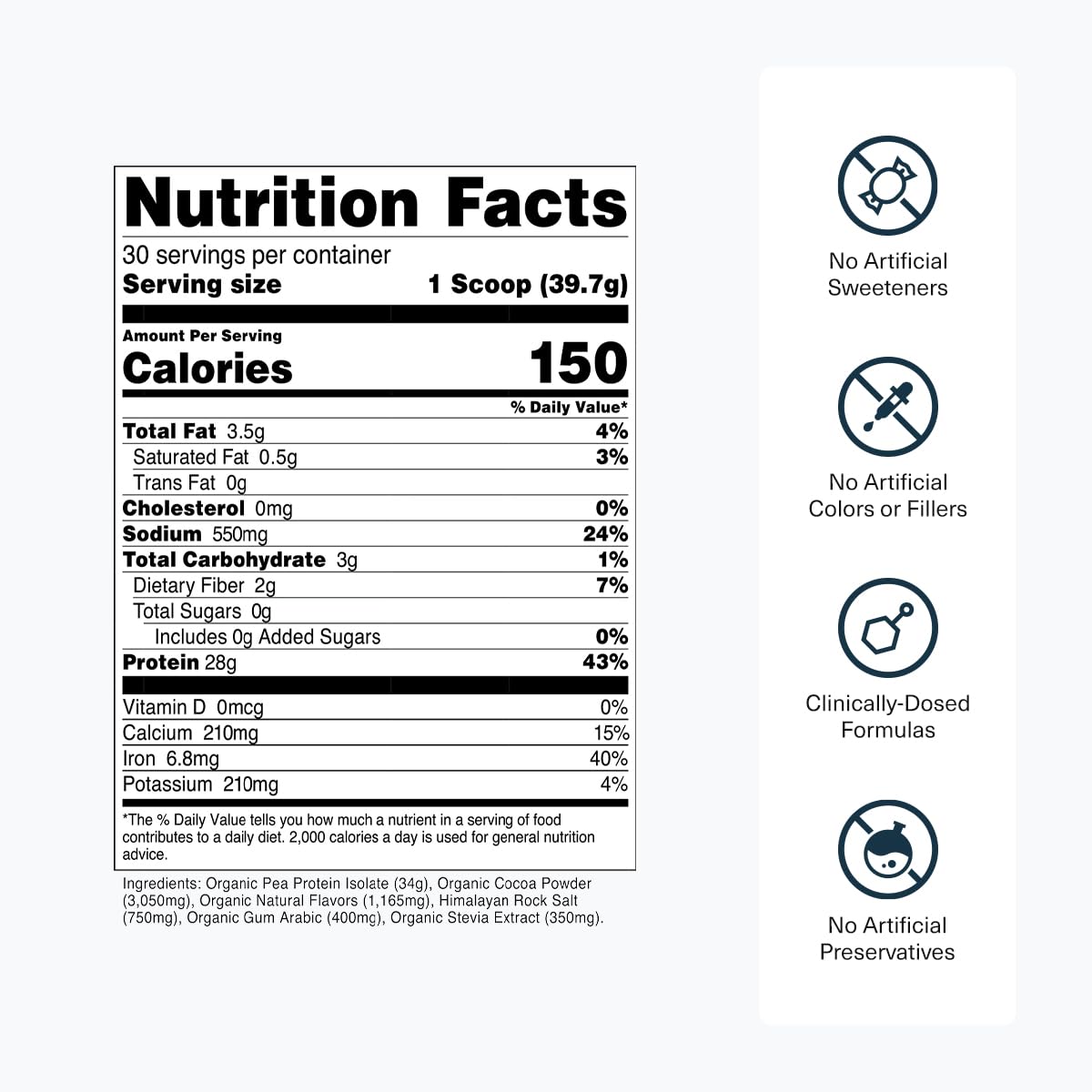 Transparent Labs 100% Pea Protein Powder - 28g Organic Plant Protein per Serving, Clean Pea Isolate Powder, USDA Organic, Vegan, Gluten-Free, Sugar-Free, Non-GMO - 30 Servings, Chocolate Transparent Labs buy supplements canada