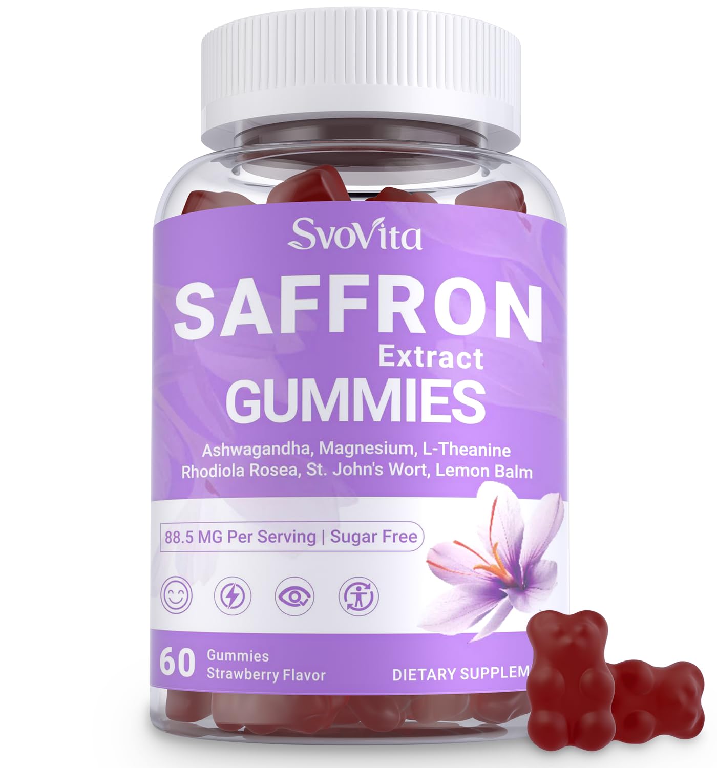 Svovita Saffron Supplements Gummies with Saffron Extract, Sugar Free 60 Count Svovita buy supplements canada