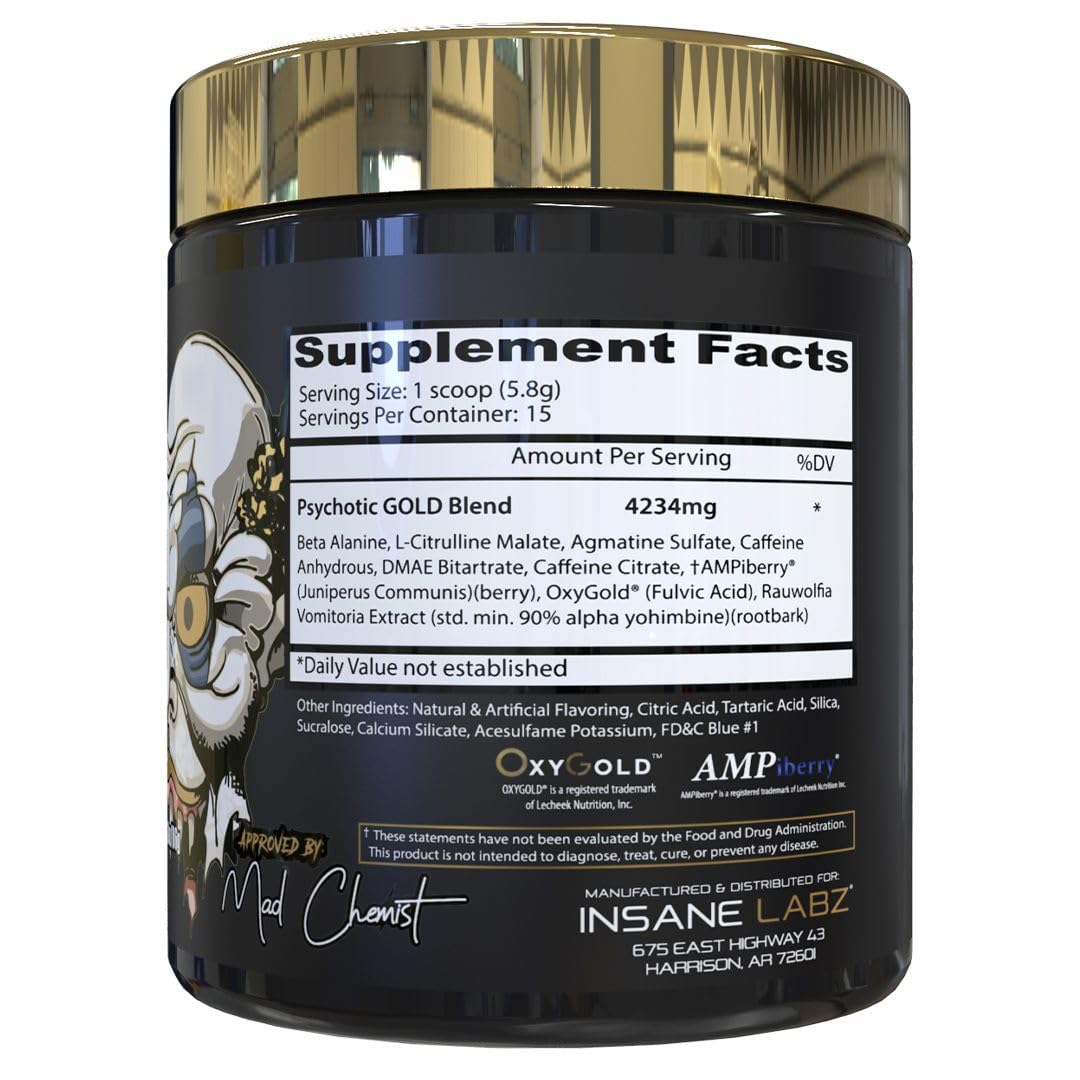 Insane Labz Psychotic Gold, High Stim Pre Workout Powder, Extreme Lasting Energy Insane Labz buy supplements canada