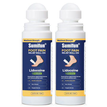 Sumifun Foot Pain Relief Lidocaine Roll-On - Maximum Strength OTC for Plantar Fasciitis & Heel Pain - Fast-Drying, Non-Greasy Formula, 2.5 Fl Oz * 2 Sumifun buy supplements canada