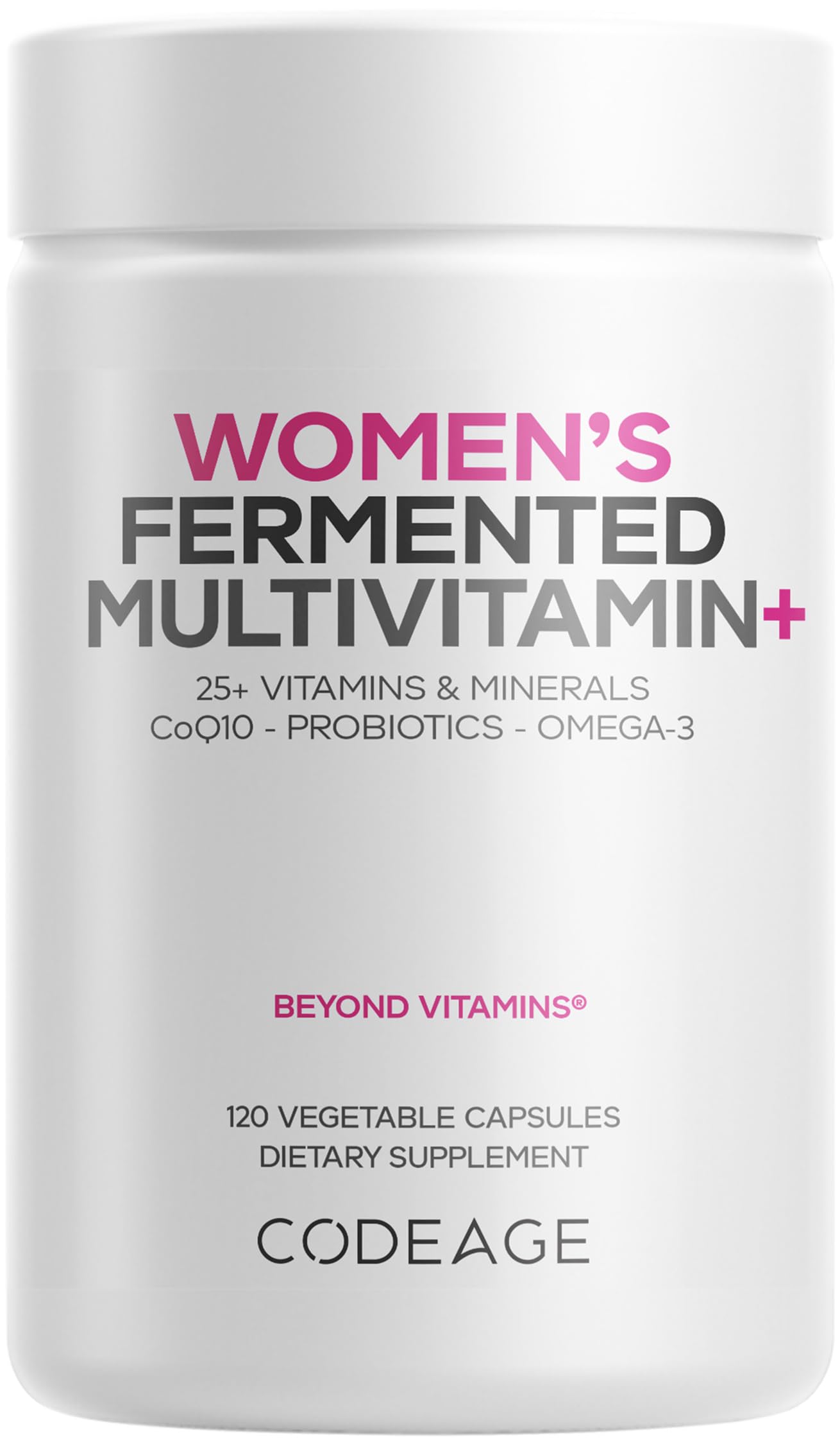 Codeage Women’s Daily Multivitamin, 25+ Vitamins & Minerals, Fermented, Organic Whole Foods, Probiotics Supplement - Vitamin A, B, C, D, E & K, Omega 3, Zinc – Vegan - 120 Capsules Codeage buy supplements canada