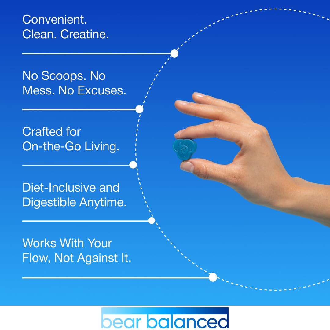 Bear Balanced Creatine Gummies for Men & Women - Creapure® Creatine Monohydrate, L-Theanine, L-Tyrosine & B12 for Muscle Growth, Strength, Focus, Energy & Health Bear Balanced buy supplements canada