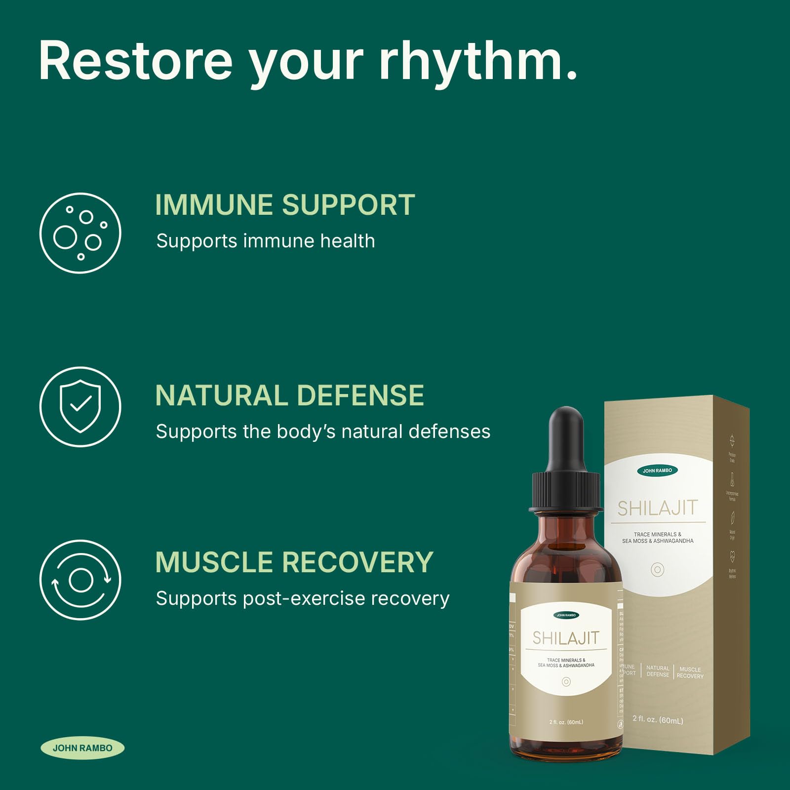 JOHN RAMBO Shilajit Liquid Drops with Sea Moss, Ashwagandha, Zinc, and Magnesium – Liquid Multimineral Supplement for Women and Men – Terra Mineral JOHN RAMBO buy supplements canada