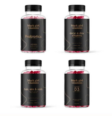 Black Girl Vitamins Complete Wellness Essentials - 30-Day Bundle with D3 Gummies, Probiotics, Hair-Skin-Nails + Sea Moss - 8 Key Nutrients for Immune, Skin & Energy Support Black Girl Vitamins buy supplements canada