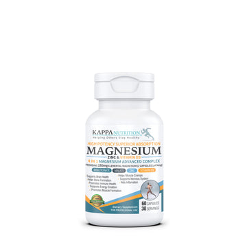 Kappa Nutrition Magnesium 4-in-1, 280mg Elemental Magnesium (Bisglycinate, Malate) + Zinc & Vitamin D3, Brain, Sleep, Energy, Muscle, Immune Support, 60 Vegan Capsules. KAPPA NUTRITION buy supplements canada