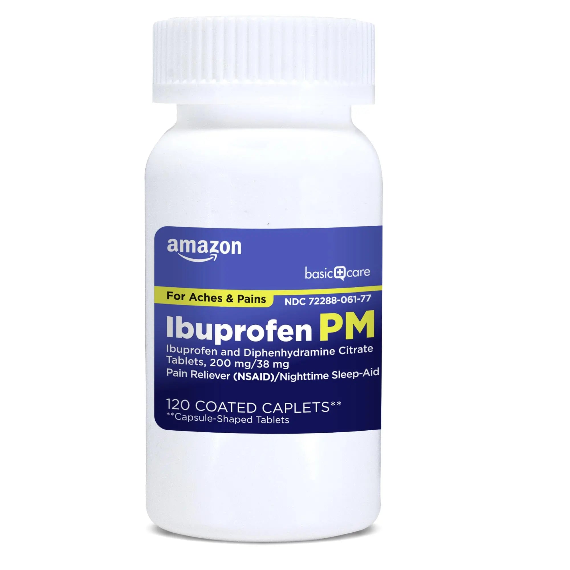 Amazon Basic Care Ibuprofen PM, Ibuprofen 200 mg and Diphenhydramine Citrate 38 mg, Pain Reliever and Nighttime Sleep-Aid, Capsule-Shaped Tablets, 120 Count Amazon Basic Care buy supplements canada