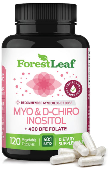 Myo-Inositol & D-Chiro Inositol Supplement for Women's Health | Fertility Supplements Women | Inositol 40:1 Ratio Support Ovarian Function & Healthy Hormone Balance Women | 2050mg | 120 Powder Caps ForestLeaf buy supplements canada