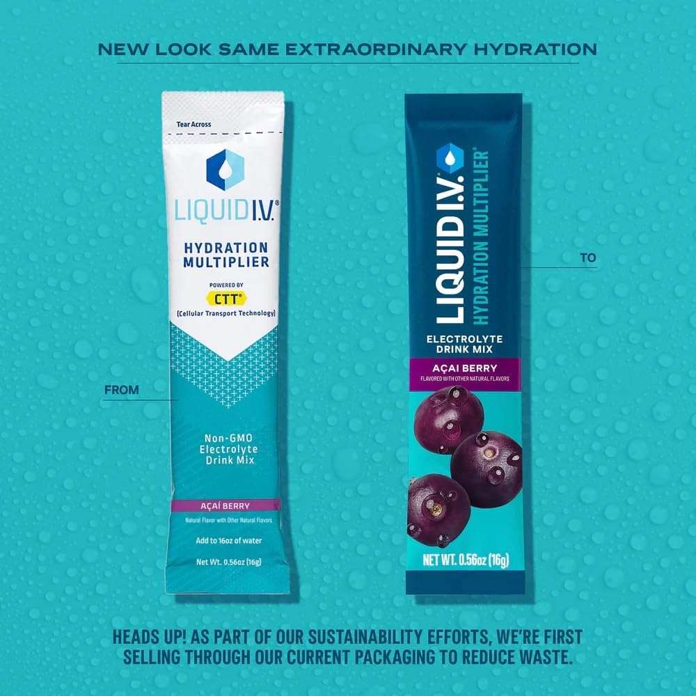 Liquid I.V.® Hydration Multiplier - Acai Berry | Electrolyte Powder Drink Mix | 3 Pack (48 Servings) Liquid I.V. buy supplements canada