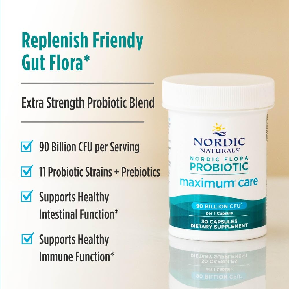 Nordic Naturals Nordic Flora Probiotic Maximum Care, 30 Capsules, 11 Probiotic Strains for Daily Immune and Digestive Health Support, Vegan, 30 Servings Nordic Naturals buy supplements canada