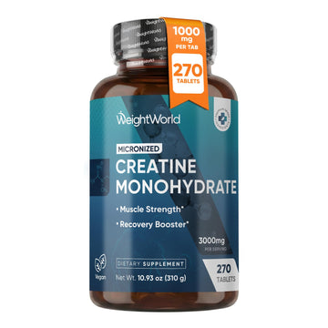 WeightWorld Micronized Creatine Monohydrate 3000mg Tablets - Muscle Growth, Strength, Energy & Recovery | Pre Workout Creatine for Women & Men | 1000mg per Tab WeightWorld buy supplements canada