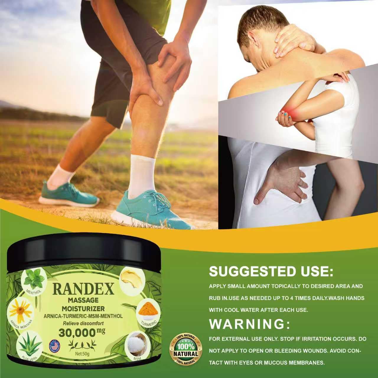 RANDEX 30000MG Organic Massage Moisturizer - Muscles,Joints,Knees, Shoulders,Body, Extra Strength- Natural RANDEX buy supplements canada