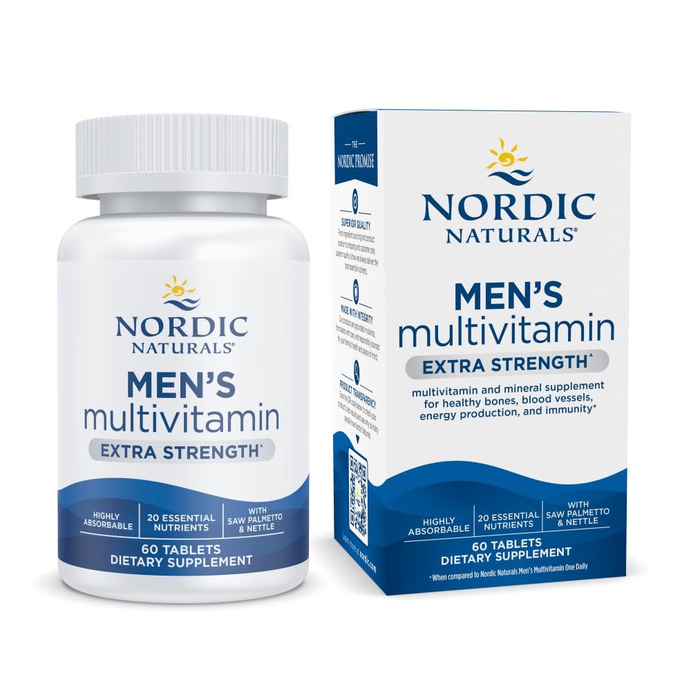 Nordic Naturals Men’s Multivitamin Extra Strength - Bone, Energy, & Blood-Vessel Support - Immunity Supplement - 20 Essential Nutrients - 60 Tablets - 30 Servings Nordic Naturals buy supplements canada