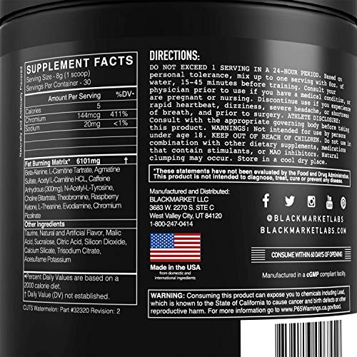 BLACKMARKET CUTS Pre Workout - Flavored Energy Powdered Drink Mix for Men BLACKMARKET buy supplements canada