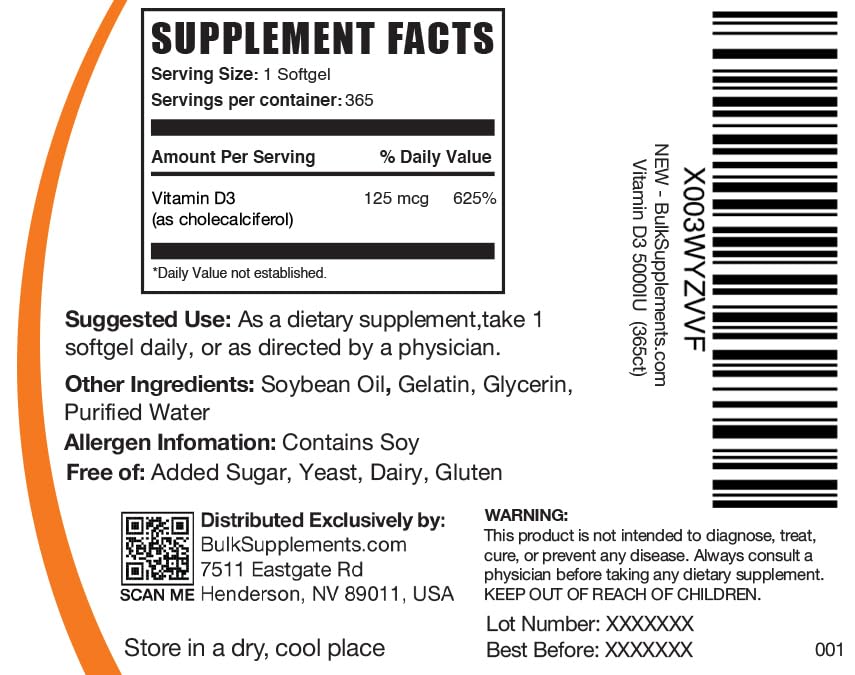 BULKSUPPLEMENTS.COM Vitamin D3 5000IU Softgels - Cholecalciferol, D3 Supplement BULKSUPPLEMENTS.COM buy supplements canada