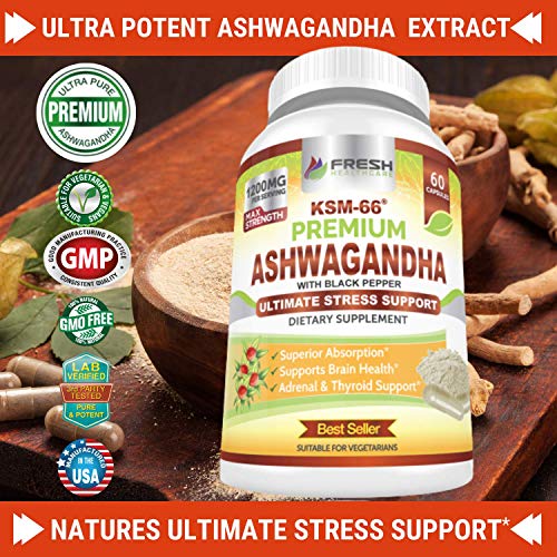 FRESH HEALTHCARE Ashwagandha Capsules KSM 66-1200mg Pure and Potent FRESH HEALTHCARE buy supplements canada