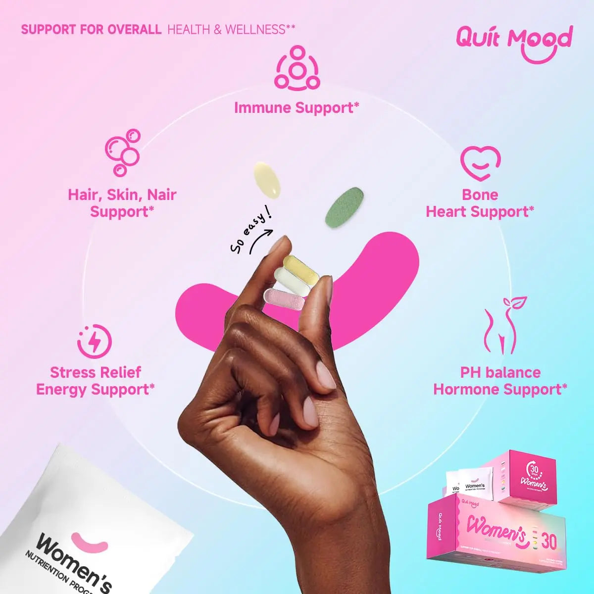 Multivitamin for Women Daily Vitamin Packs for 30 plus with Ashwagandha, D3 + K2, Probiotics&NR 1000 | Supplement for Beauty, Stress Relief Quit mood buy supplements canada