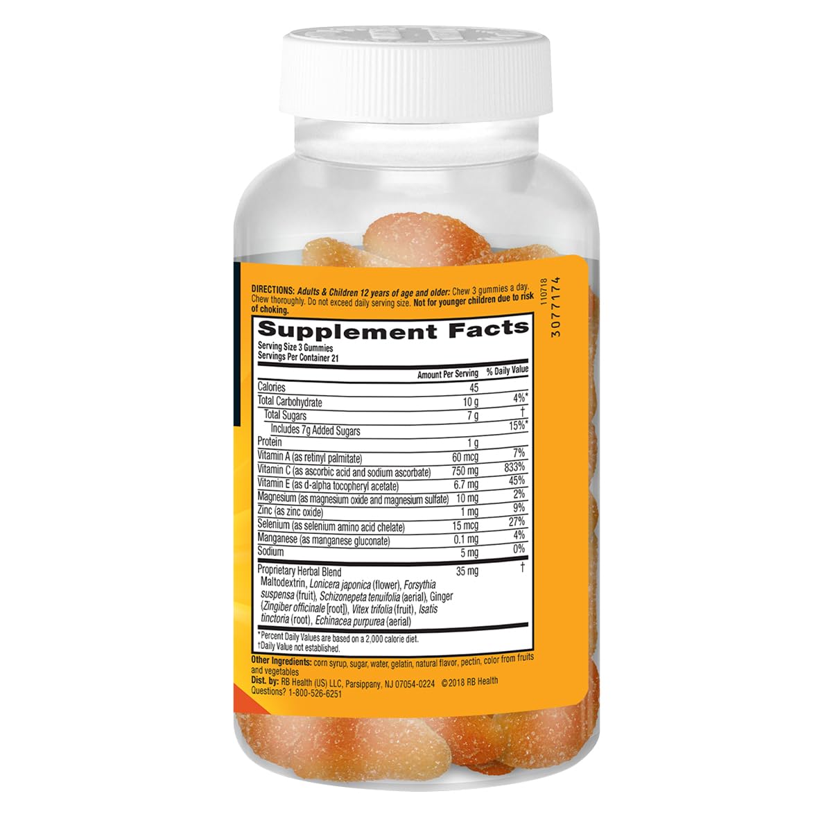 Airborne 750mg Vitamin C Immune Support Supplement Gummies for Adults, Zesty Orange Flavor, Gluten Free Crafted Blend with Powerful Antioxidants Vitamins A C & E, 63 Gummies (3 Pack) Airborne buy supplements canada