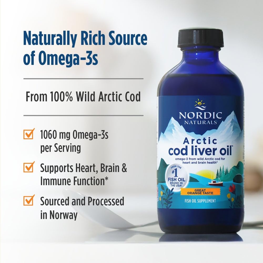 Nordic Naturals Arctic Cod Liver Oil, Orange - 16 oz - 1060 mg Total Omega-3s with EPA & DHA - Heart & Brain Health, Healthy Immunity, Overall Wellness - Non-GMO - 96 Servings Nordic Naturals buy supplements canada