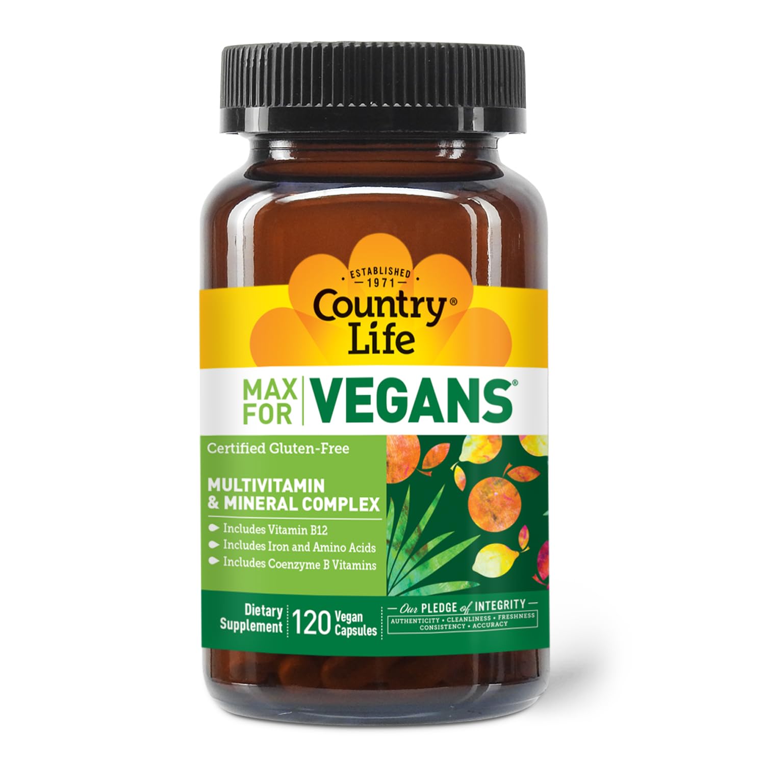 Country Life Max for Vegans - 120 Vegan Capsules - Daily Multivitamins - Immune Support Supplement - Contains Vitamin B12, Iron, Amino Acids, Coenzyme B Vitamins - Gluten-Free Country Life buy supplements canada