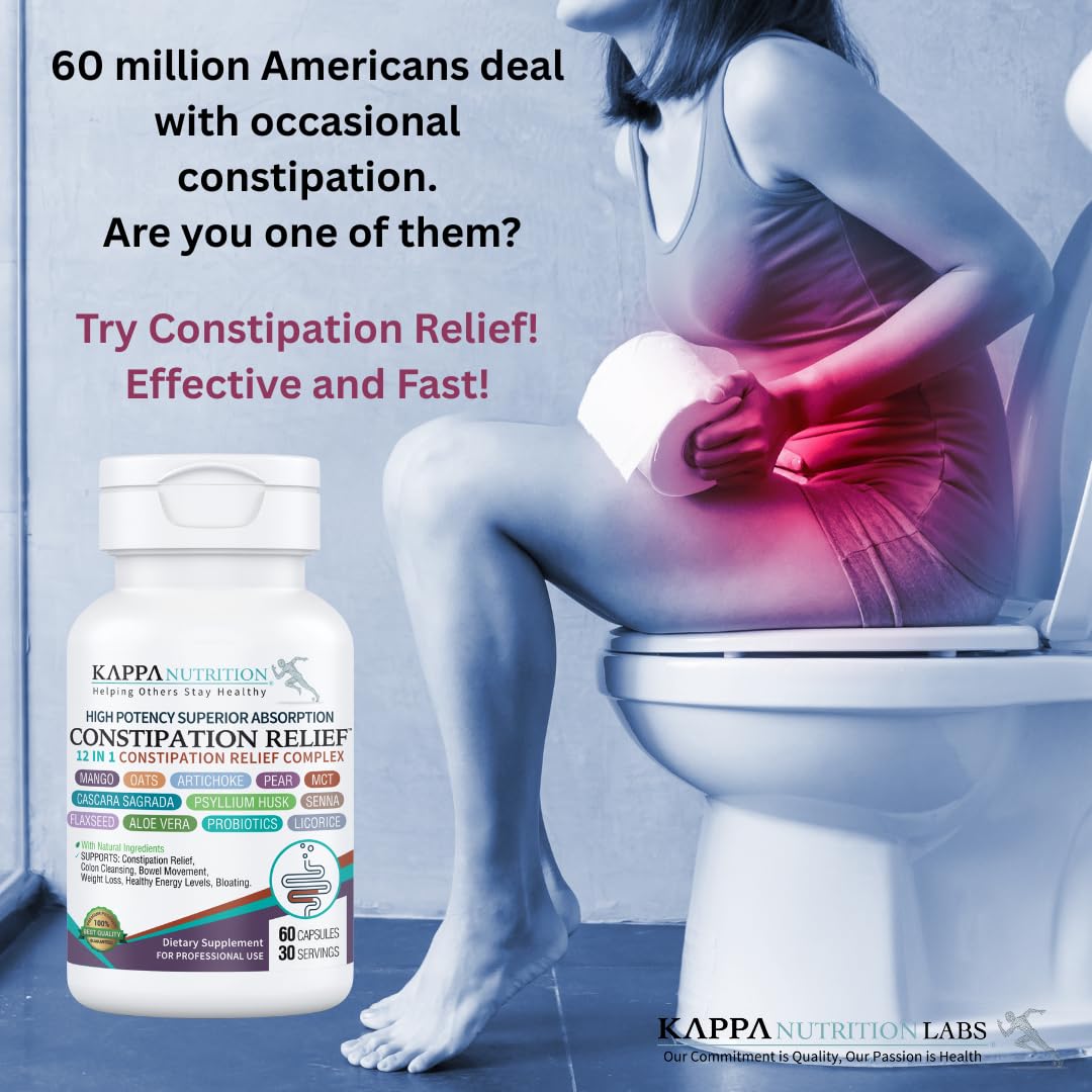 KAPPA NUTRITION Constipation Relief Supplement – Gentle Colon Cleanse for Regularity & Gut Health – Non-Habit Forming Formula with Fiber, Herbs & Probiotics – Non-GMO, 60 Capsules KAPPA NUTRITION buy supplements canada
