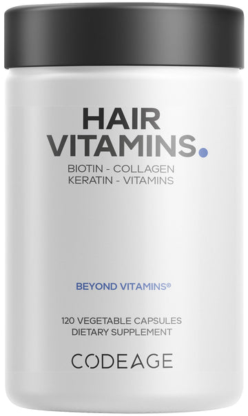 Codeage Hair Vitamins 10000 mcg Biotin, Keratin, Collagen, Vitamin A, B12, C, D3, E, Zinc, Turmeric, Probiotics, Enzymes, Inositol - Hair Care Support - Healthy Hair Supplement Pills - 120 Capsules Codeage buy supplements canada