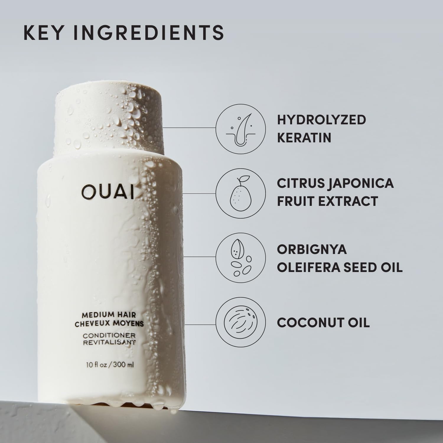 OUAI Medium Conditioner Travel Size - Hydrating Hair Conditioner with Coconut Oil, Babassu Oil, and Keratin - Strengthens, Repairs and Adds Shine - Paraben and Phthalate Free Hair Care Products (3 Oz) OUAI buy supplements canada