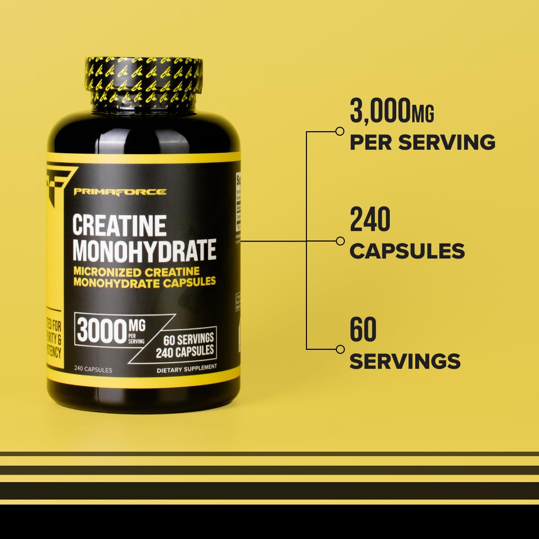 Primaforce Creatine Monohydrate Capsules - 240 Capsules, 3,000mg per Serving, Gluten Free and Non-GMO Primaforce buy supplements canada