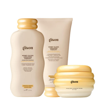 Gisou Honey Gloss Hair Therapy Trio - Mini Shampoo, Hair Mask and Conditioner for smoother, stronger and glossier hair Gisou buy supplements canada