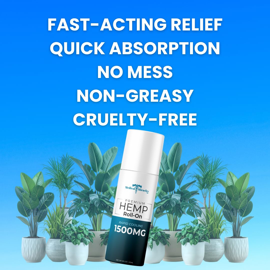Medical Miracles New Hemp Oil Roll On - Ideal for Muscles, Hips, Joints, Neck, Back, Elbows, Fingers, Hands, and Knees (1500mg Roll-On) Medical Miracles buy supplements canada