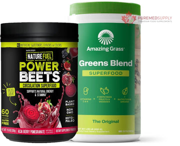 Amazing Grass Greens Blend Superfood: Super Greens Powder Smoothie Mix for Boost Energy, 60 Servings & Nature Fuel Power Beets Powder, Beet Root Powder, Support Natural Energy, 60 Servings Healthy Delights buy supplements canada