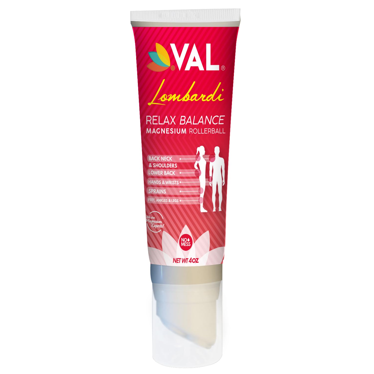 VAL Lombardi Relax Balance Magnesium Rollerball | Zechstein Magnesium + Herbal Extracts | Joint & Muscle Relief for Neck, Back, Legs | No Mess, Non-Greasy | 4oz VAL buy supplements canada