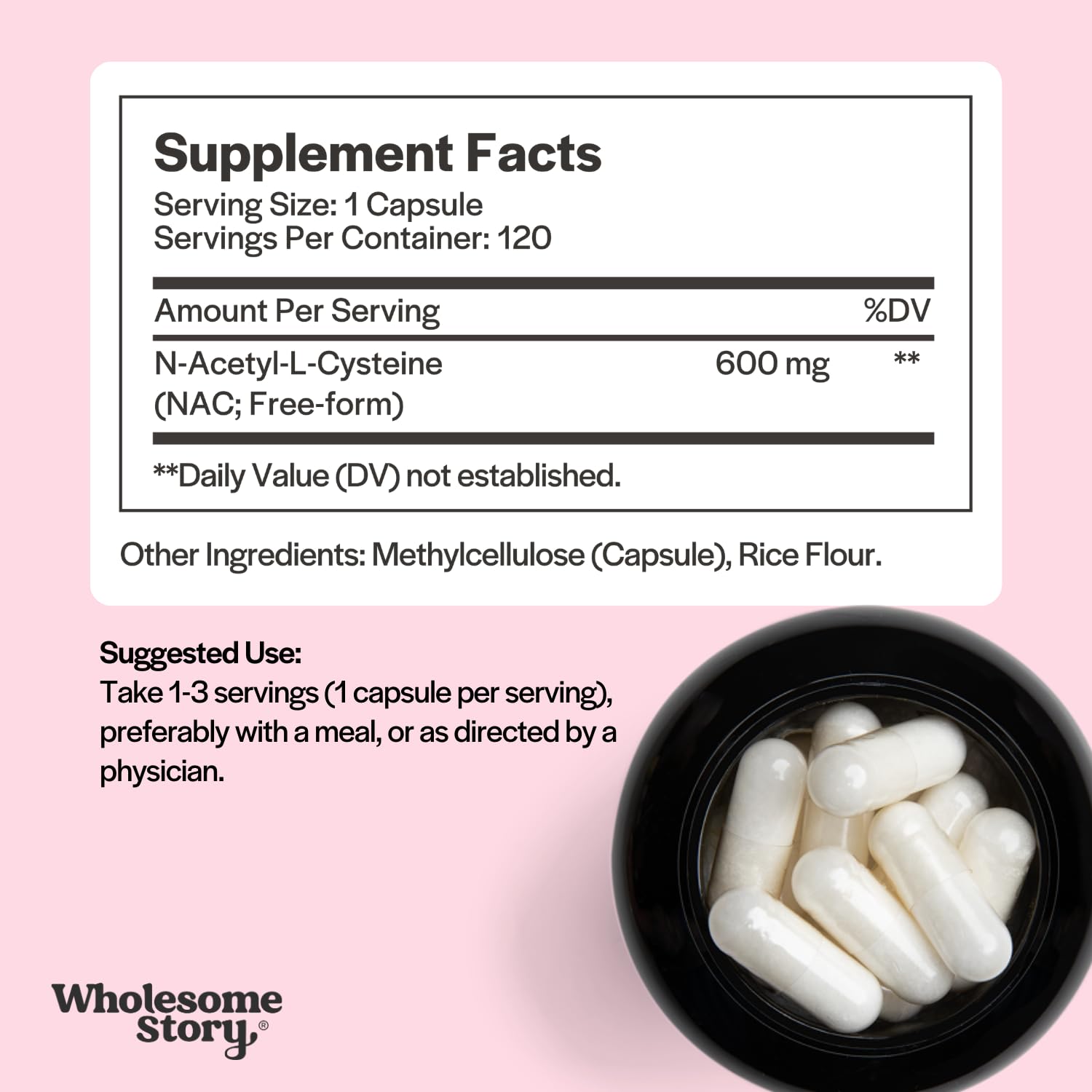 Wholesome Story NAC Supplement N Acetyl Cysteine 600 mg | Liver, Lung & Fertility Support | 120 Capsules | 120 Serving Supply Wholesome Story buy supplements canada