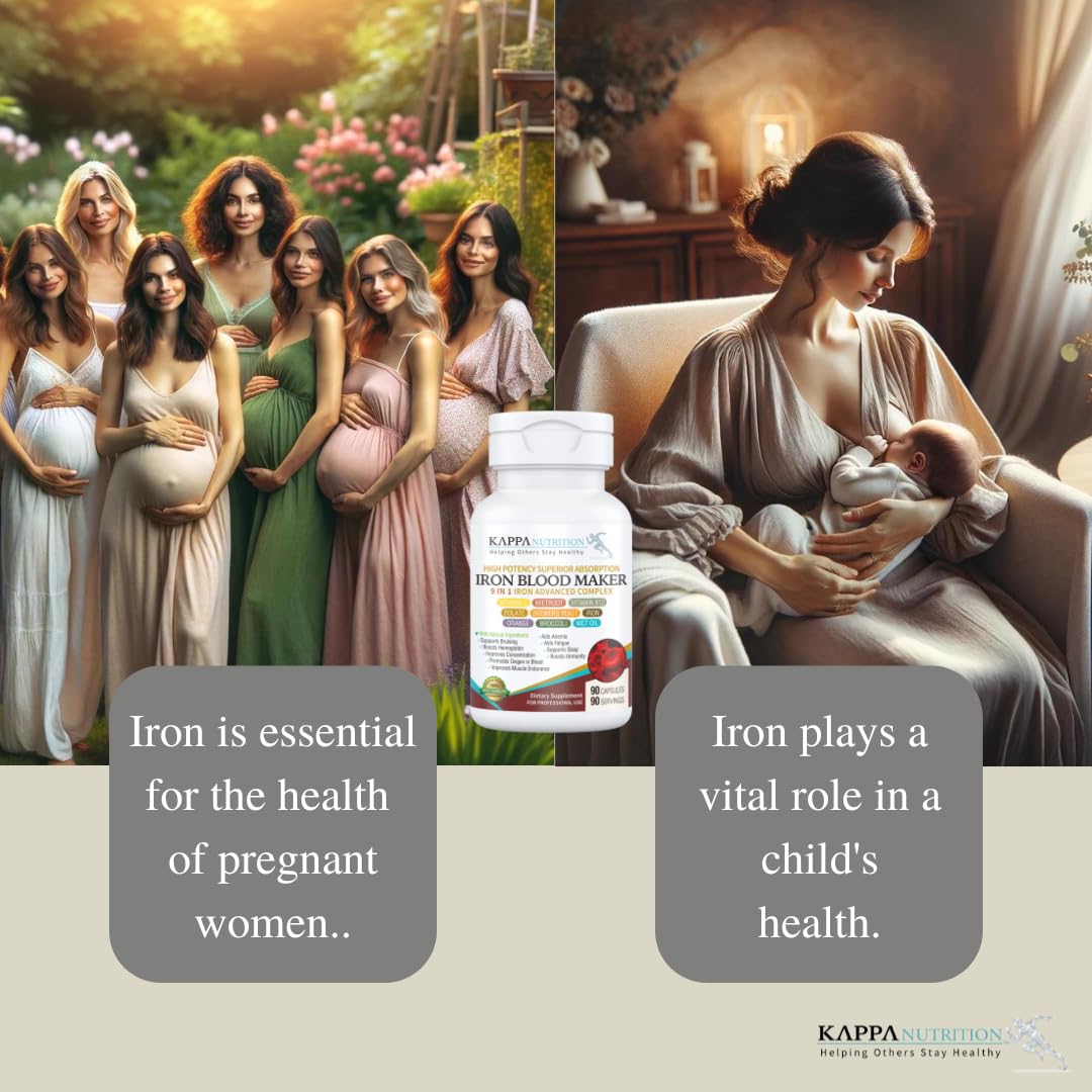 KAPPA NUTRITION Iron 26mg, Vitamin C & Orange 150mg, Folate 667mcg DFE, Vitamin B12, Beetroot, Brewers Yeast, Broccoli & MCT Oil 9 in 1 Advanced Complex (90 Capsules) KAPPA NUTRITION buy supplements canada