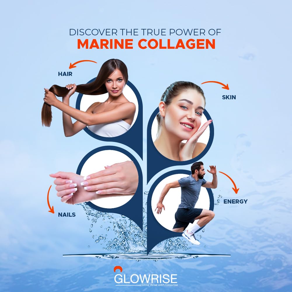 Pure Marine Collagen 120 Tablets 1400mg - Premium Blend with Hyaluronic Acid, Biotin, Vitamin C & E GLOWRISE buy supplements canada