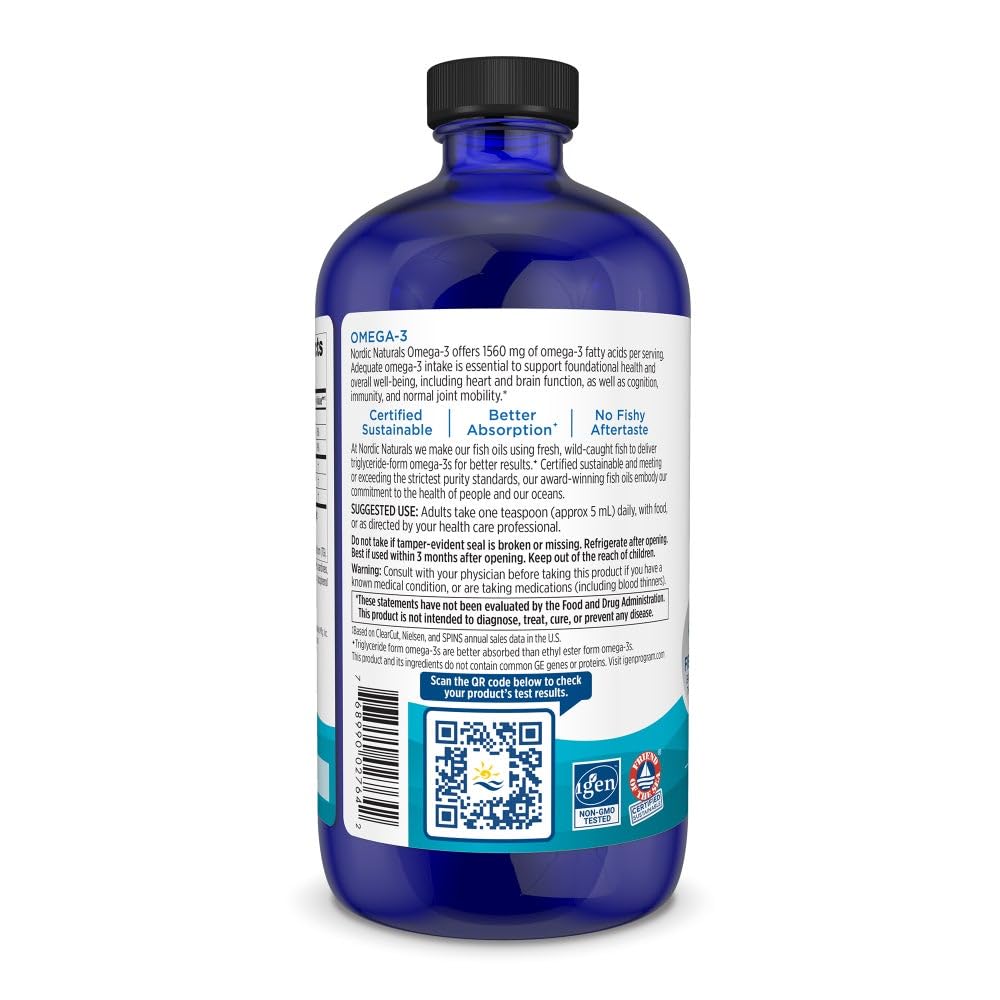 Nordic Naturals Omega-3, Lemon Flavor - 16 oz - 1560 mg Omega-3 - Fish Oil - EPA & DHA - Immune Support, Brain & Heart Health, Optimal Wellness - Non-GMO - 96 Servings Nordic Naturals buy supplements canada