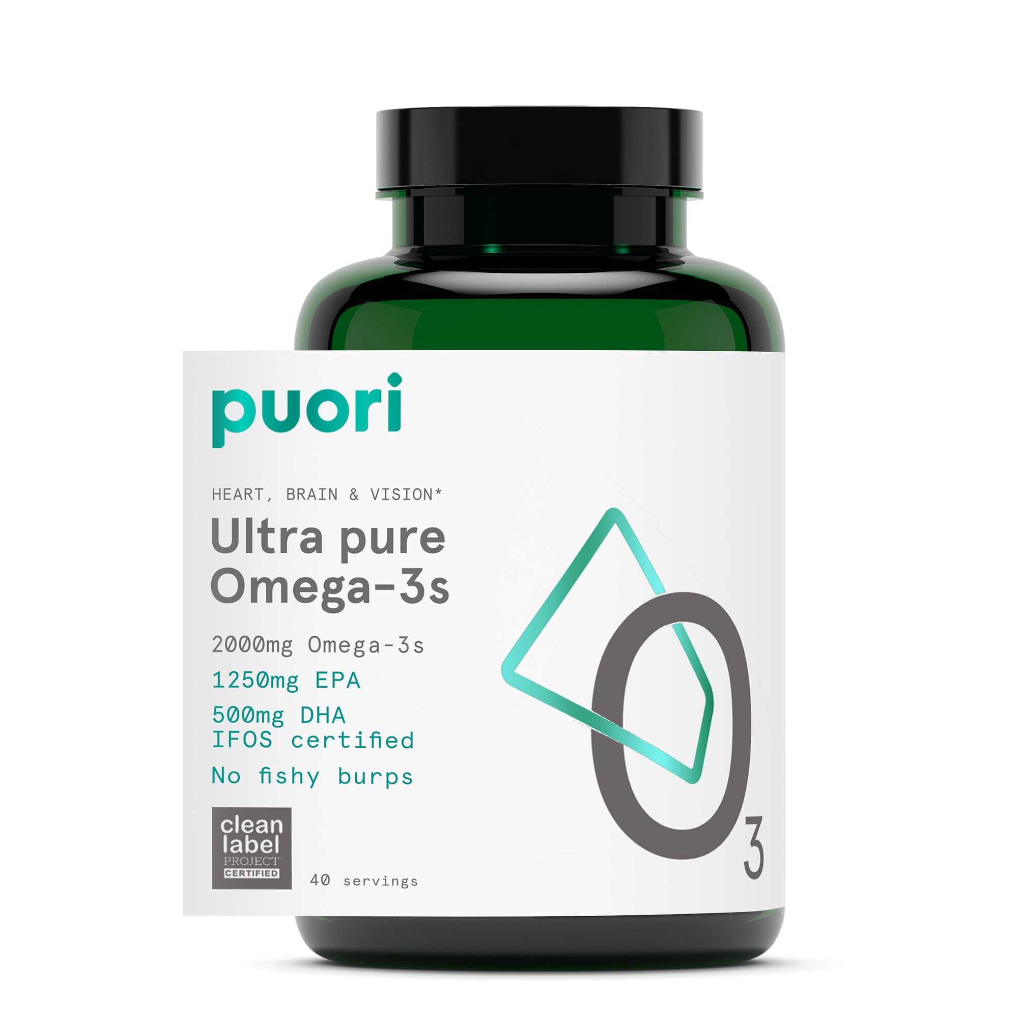 Puori Omega 3 Fish Oil Supplement - Ultra Pure & Burpless Wild Caught Fish Oil with 2000mg Omega 3 Fatty Acids,1250mg EPA & 500mg DHA Supports Heart, Brain & Eye Health - IFOS Certified - 120 Softgels Puori buy supplements canada