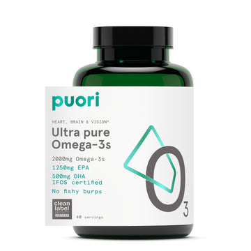 Puori Omega 3 Fish Oil Supplement - Ultra Pure & Burpless Wild Caught Fish Oil with 2000mg Omega 3 Fatty Acids,1250mg EPA & 500mg DHA Supports Heart, Brain & Eye Health - IFOS Certified - 120 Softgels Puori buy supplements canada