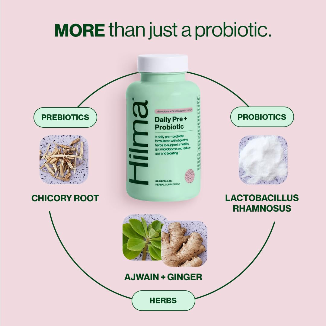 Hilma Daily Pre + Probiotic + Herbs - Support a Healthy Gut While Reducing Gas & Bloating Hilma buy supplements canada