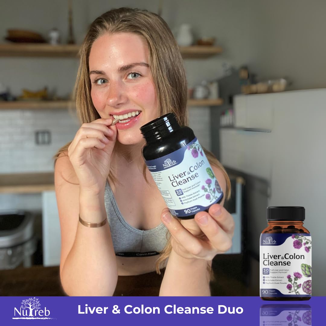 Liver Cleanse Detox & Repair with Colon Cleanse - Milk Thistle, Dandelion Root, Psyllium Husk Fiber Nutreb buy supplements canada