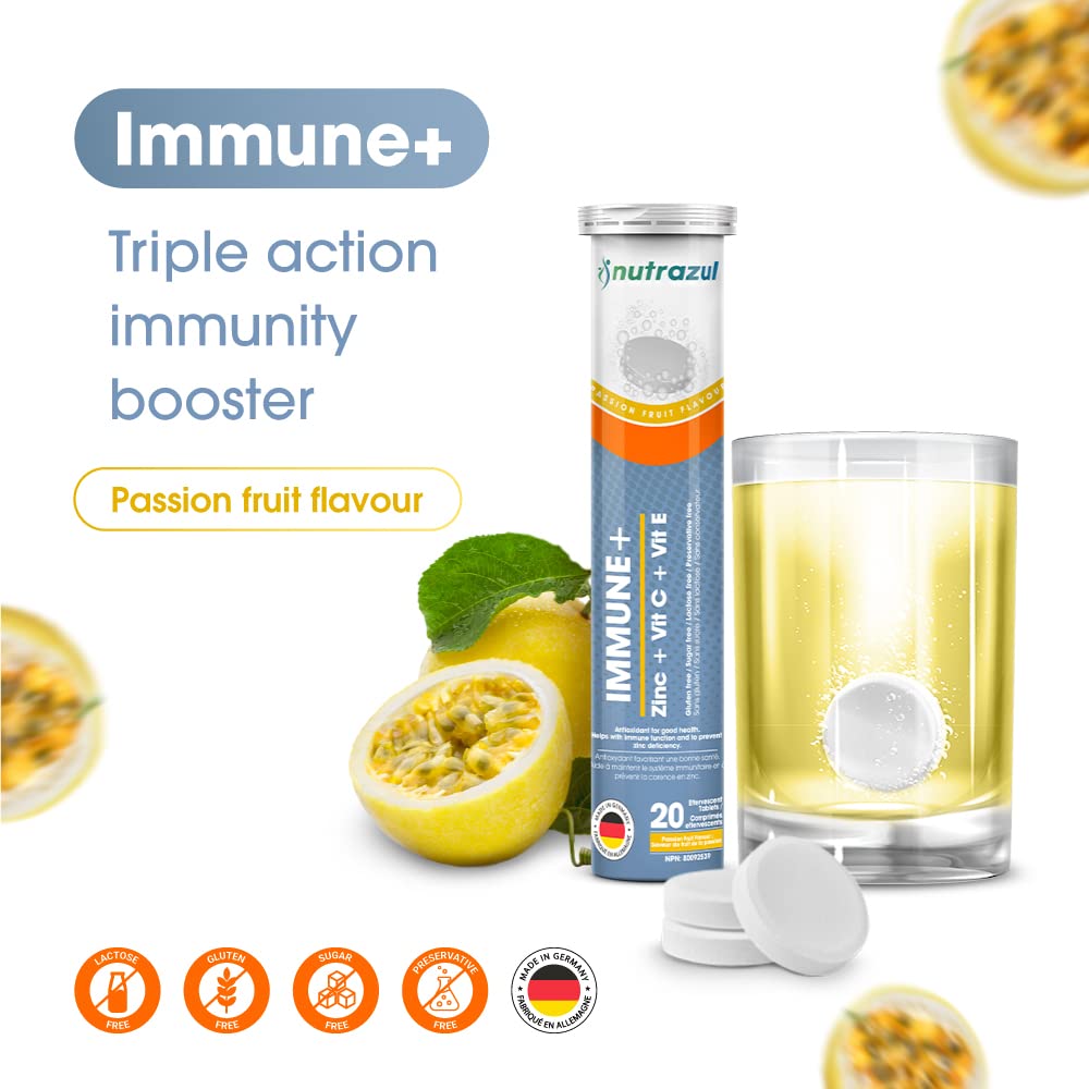 nutrazul Immune+ Effervescent Tablets, Vitamin C, Vitamin E & Zinc Supplement, Supports Overall Wellness with a VIT C, VIT E & Zinc Blend nutrazul buy supplements canada