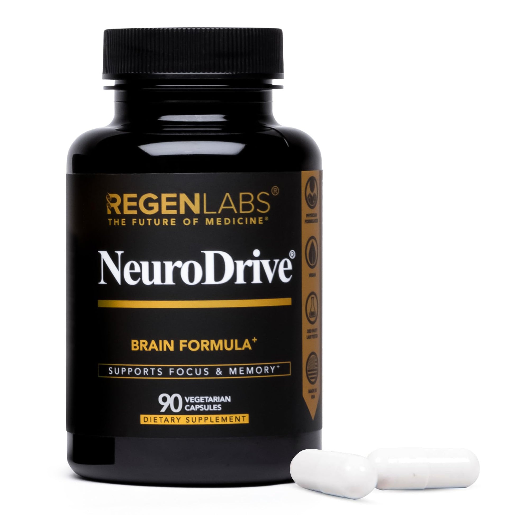 Regen Labs NeuroDrive Memory & Focus Supplement - Boost Brain Focus, Mental Health & Brain Fog | Natural Doctor Approved - Brain Nootropic, Phosphatidylserine, Centrophenoxine, Bacopa - 90 Capsules Regen Labs buy supplements canada
