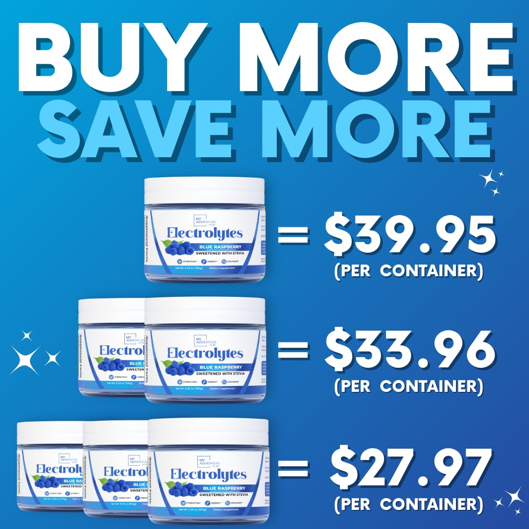 Zero Sugar - Blue Raspberry Electrolytes Powder - Refreshing Hydration - Caffeine Free Energy - All Natural Ingredients - Vegan, Keto and Paleo - Sugar Free Electrolyte Powder Drink Mix - 37 Servings My Adventure to Fit buy supplements canada