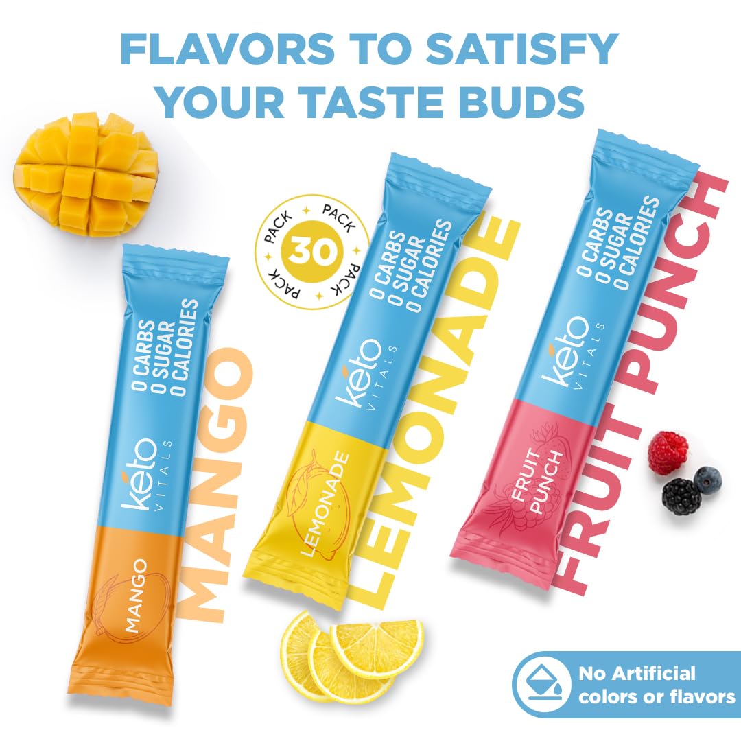 Keto Vitals Original Electrolytes Powder Packets | Keto Friendly Electrolyte Hydration Packs | Sugar Free Electrolytes | Energy Drink Mix | Zero Calorie Zero Carb (Original Assorted, 30 Count) Keto Vitals buy supplements canada