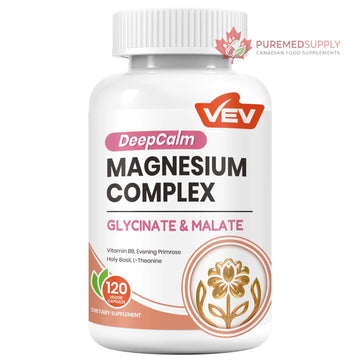 VEV Deep Calm Magnesium Complex for Women – Glycinate, Malate, B6, L-Theanine & Holy Basil – Support for Daily Magnesium & Stress Relief – 120 Vegan Capsules VEV buy supplements canada
