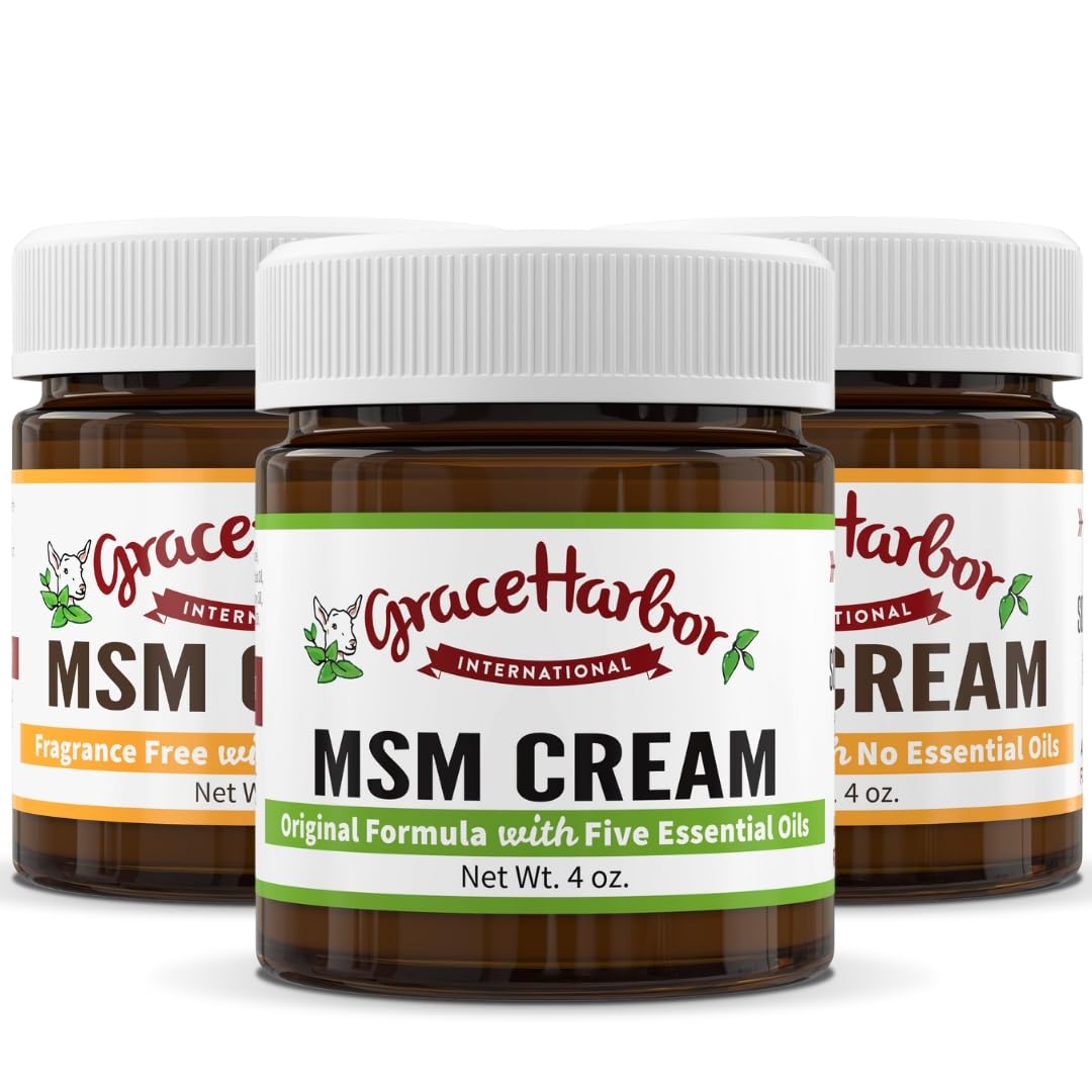 Grace Harbor MSM Cream – Variety 3 Pack – Daily Skin, Joint and Muscle Rub – Best Goat Milk Unscented Baby Lotion for Severly Dry Skin – Therapeutic Essential Oils and Fragrance Free – 4 oz Grace Harbor International buy supplements canada