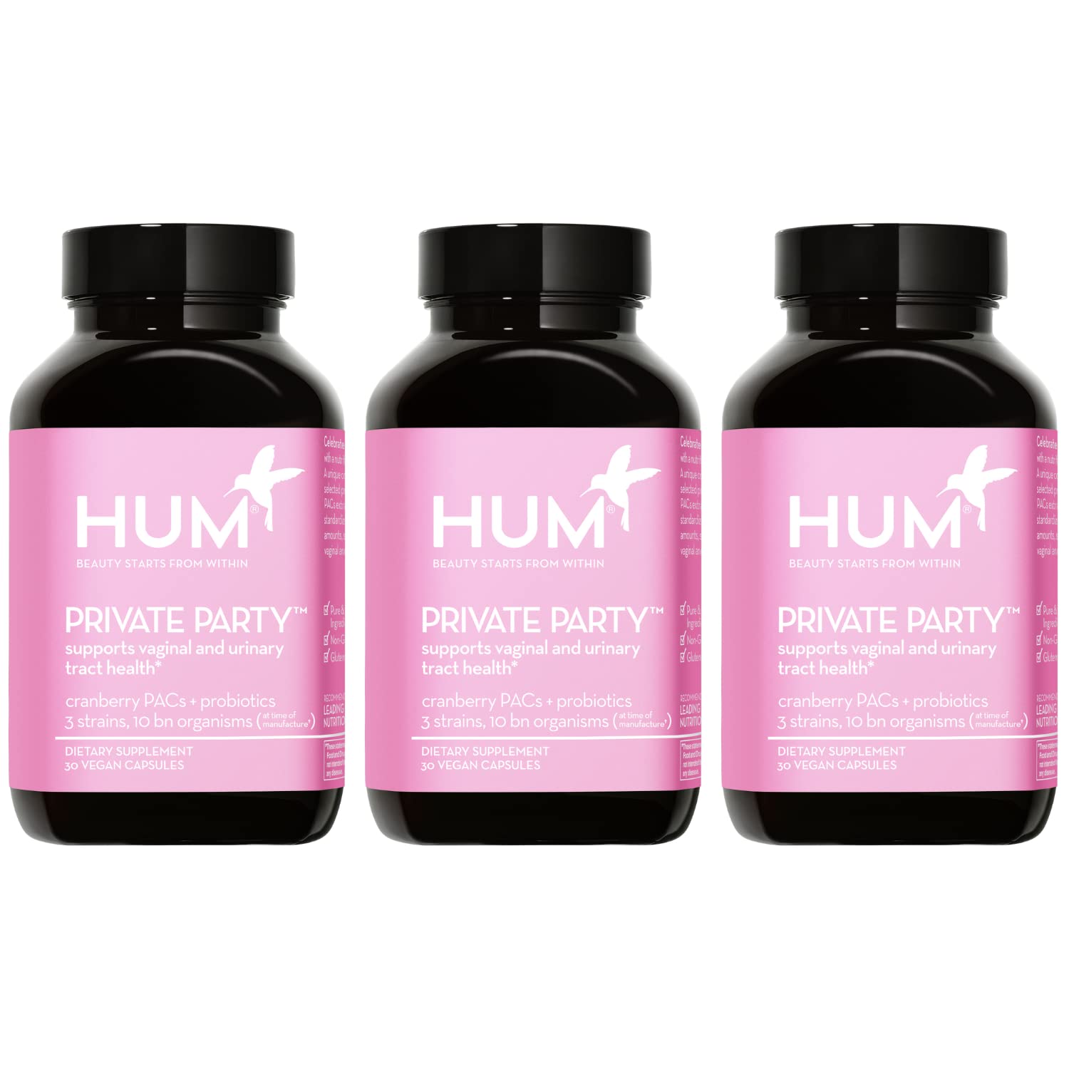 HUM Private Party Vaginal Probiotics for Women, pH Balance and Urinary Tract Support Vaginal Probiotic Supplement with Cranberry & Lactobacillus Blend, Women's Health Cranberry Pills, 90 Capsules HUM buy supplements canada