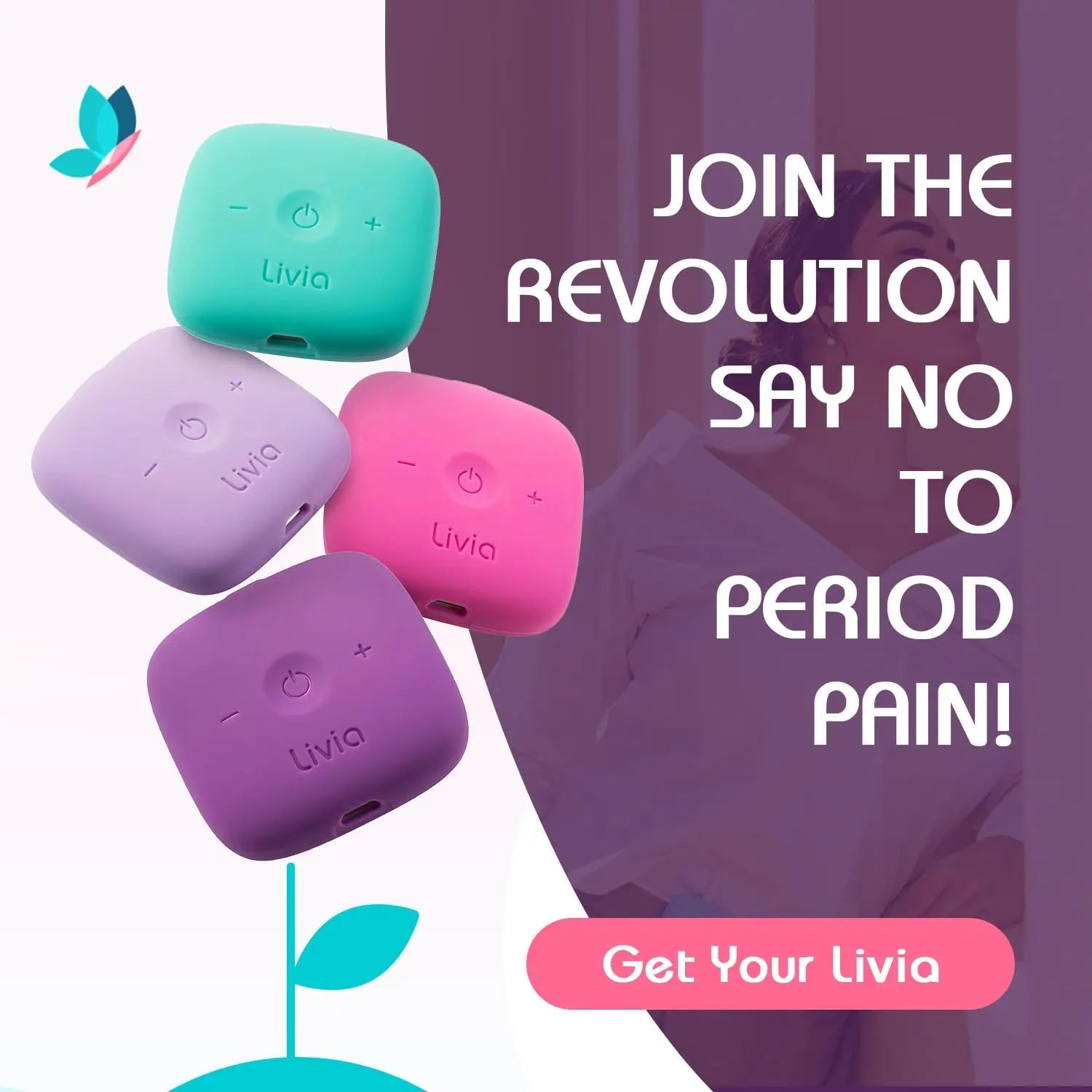 Livia Menstrual Pain Relief Device, Purple – Off-Switch for Period Pain – Portable & Discreet – Rechargeable, Up to 8 Hours Battery – Complete Kit with Stick-On Pads – The Go-to Travel Partner Livia buy supplements canada