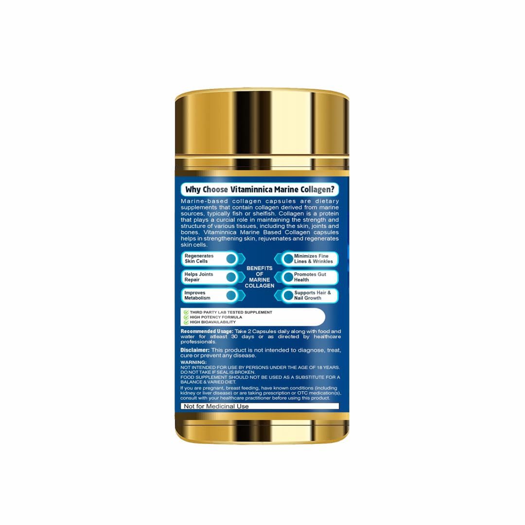 Vitaminnica Marine Collagen Capsules with Hyaluronic Acid & Vitamin C - Skin, Hair, Bones & Joints Vitaminnica Because your Health Matters buy supplements canada