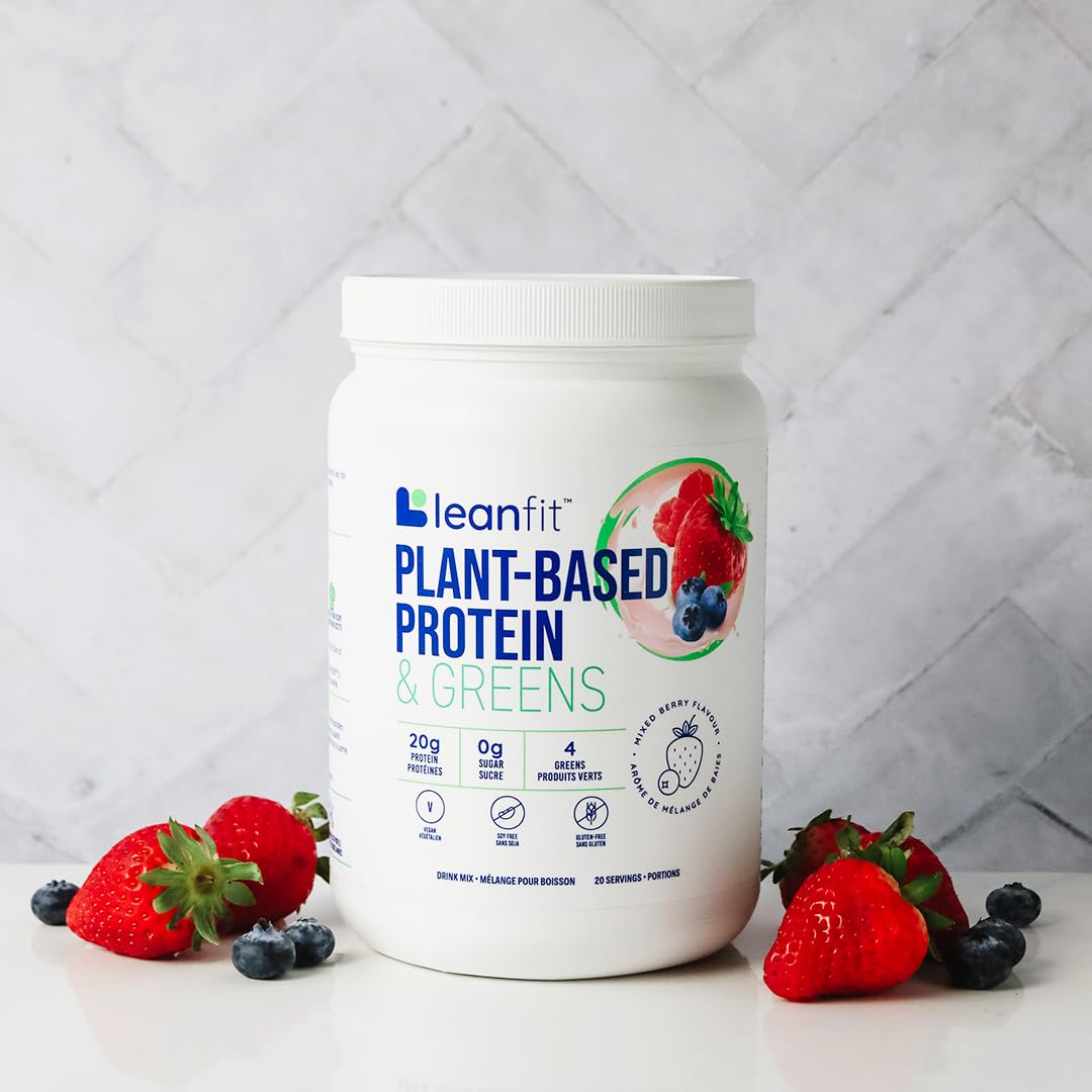 LeanFit Plant-Based Protein & Greens, Natural Berry, 20g Protein, 19 Servings, 1.25 Pound LeanFit buy supplements canada