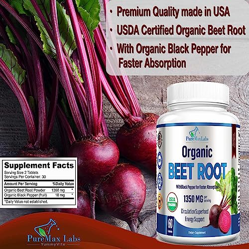 YUMMYVITE Organic Beet Root Powder Tablets - 1350mg with Black Pepper for Faster YUMMYVITE buy supplements canada